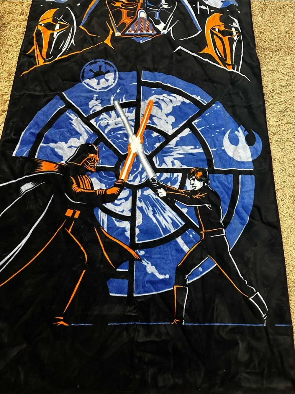 Star Wars Darth Vader vs Luke Lightsaber Beach Towel